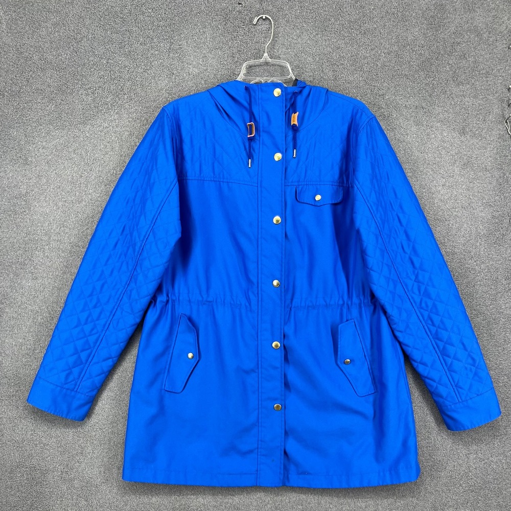 Vineyard Vines‎ Quilted Anorak Hooded Jacket Women XL Blue Drawstring Pockets